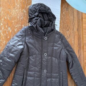 Women's Charcoal Hooded Puffer Jacket